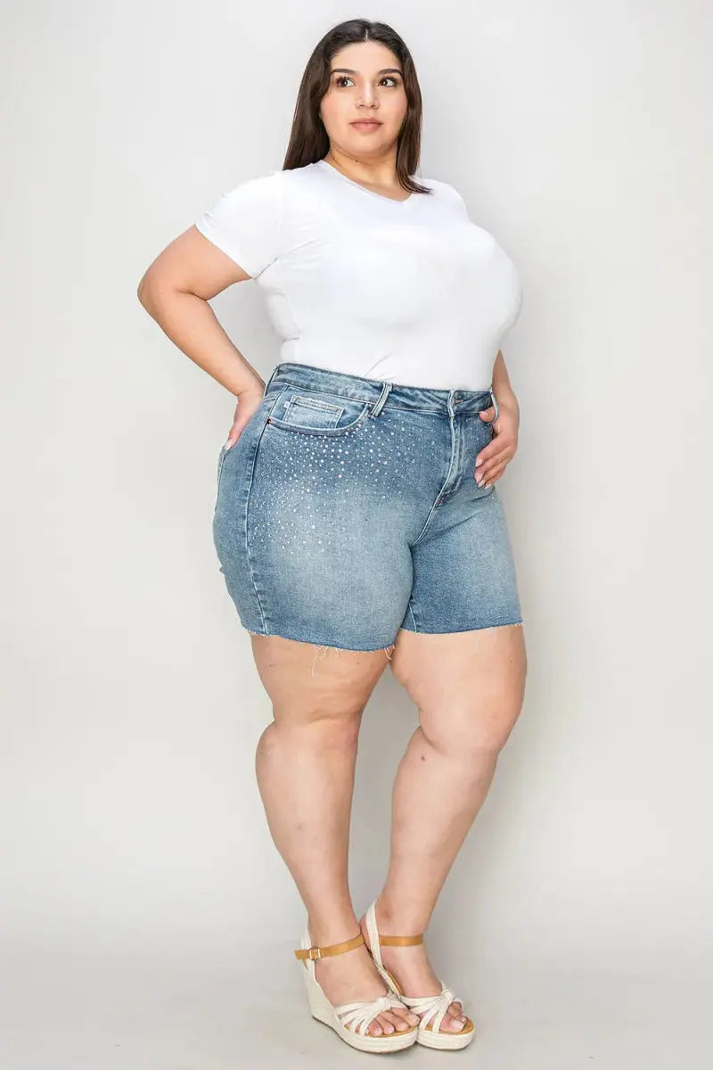 Trendsi Denim Vest High Waist Shorts Light Wash