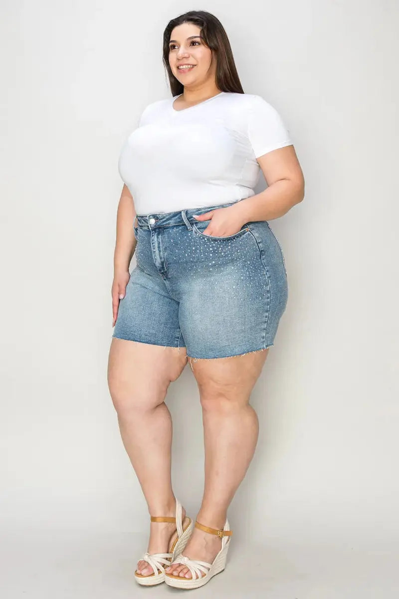 Trendsi Denim Vest High Waist Shorts Light Wash