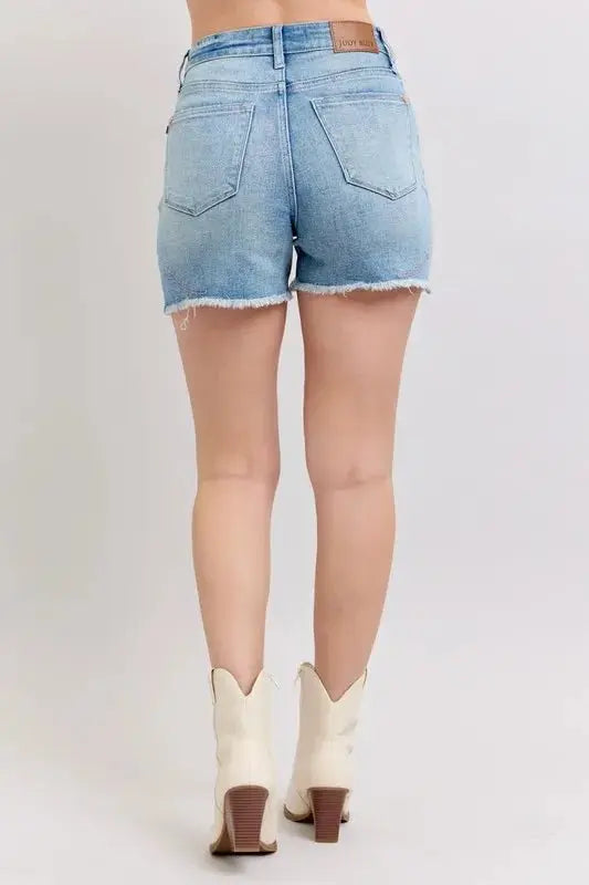 Trendsi Judy Blue Denim Shorts Women's Western Cut Offs Casual Jean Shorts