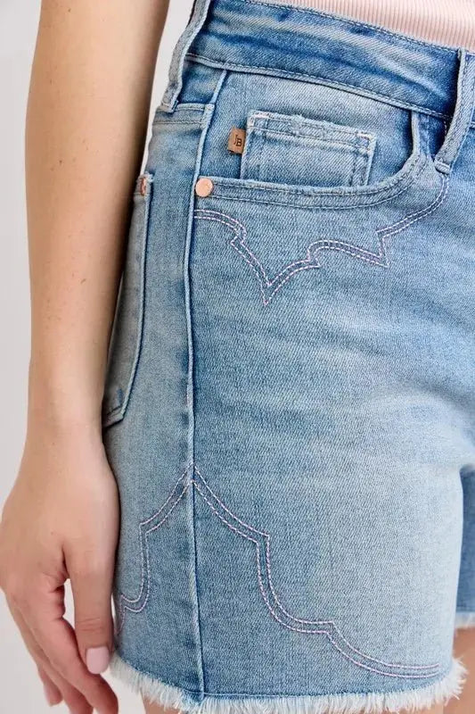 Trendsi Judy Blue Denim Shorts Women's Western Cut Offs Casual Jean Shorts