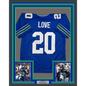 Framed Autographed/Signed Julian Love 35x39 Seattle Blue Retro Football Jersey JSA COA