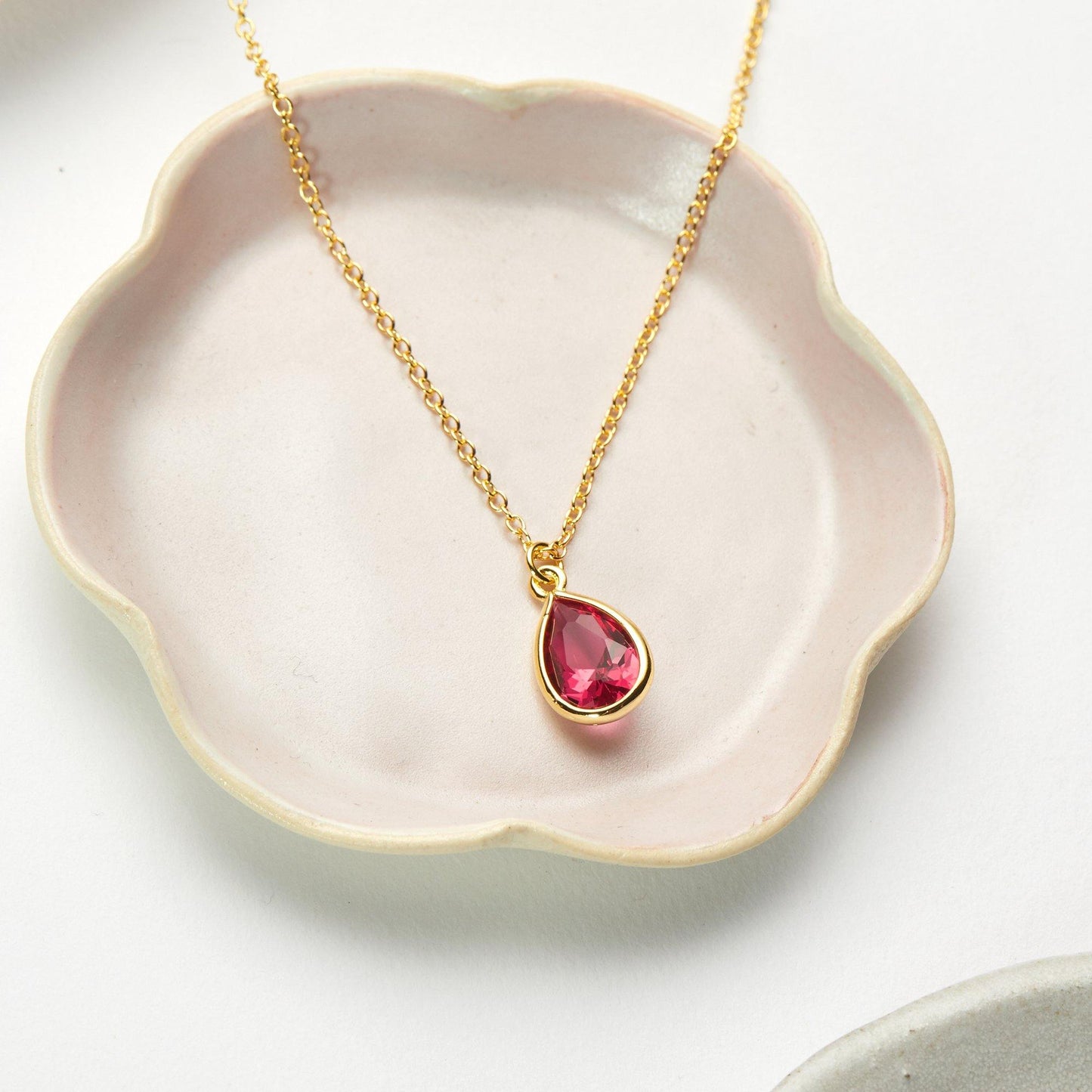 July Birthstone / Ruby Crystal Charm Necklace