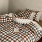 June Lace Double Gauze Gingham Bedding Set / Red