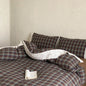 June Lace Double Gauze Gingham Bedding Set / Red