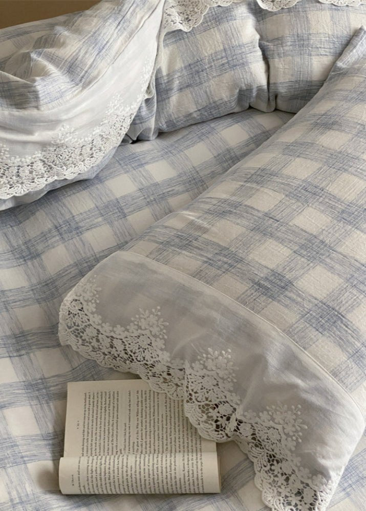 June Lace Double Gauze Gingham Bedding Set / Red