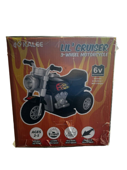 Kalee 6V Black Little Cruiser Motorcycle - Battery Powered Ride-On for Ages 2-5