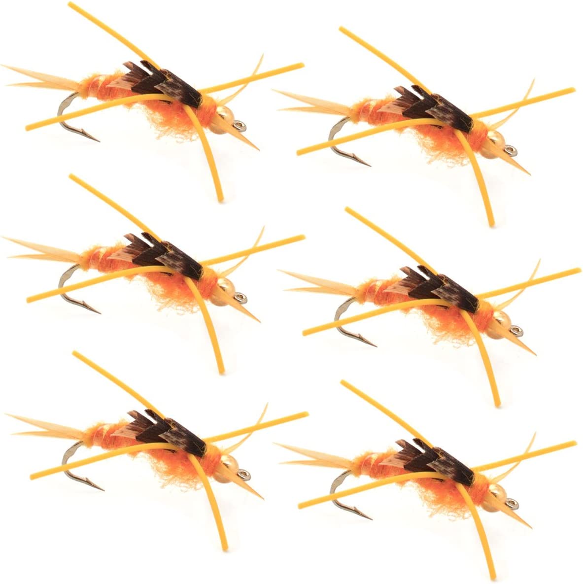 Barbless Gold Bead Kaufmann's Golden Stone Fly with Rubber Legs - Stonefly Wet Fly - 6 Flies Hook Size 12