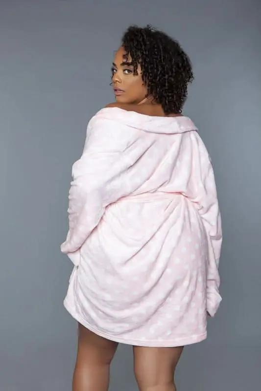 T-Shirts Premium BE WICKED Kaylee Robe - Polka Dot Pink/White, Plus Size 2X/3X