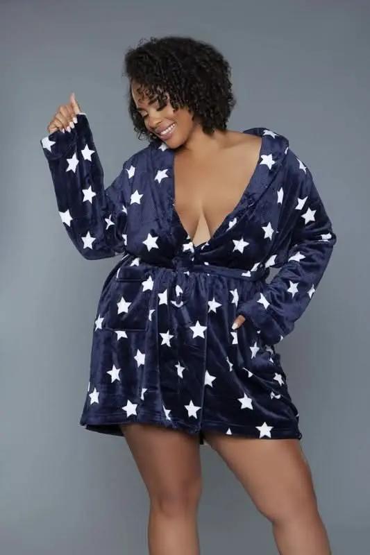 T-Shirts Premium BE WICKED Kaylee Robe - Star Print, Navy/White, Size L/XL