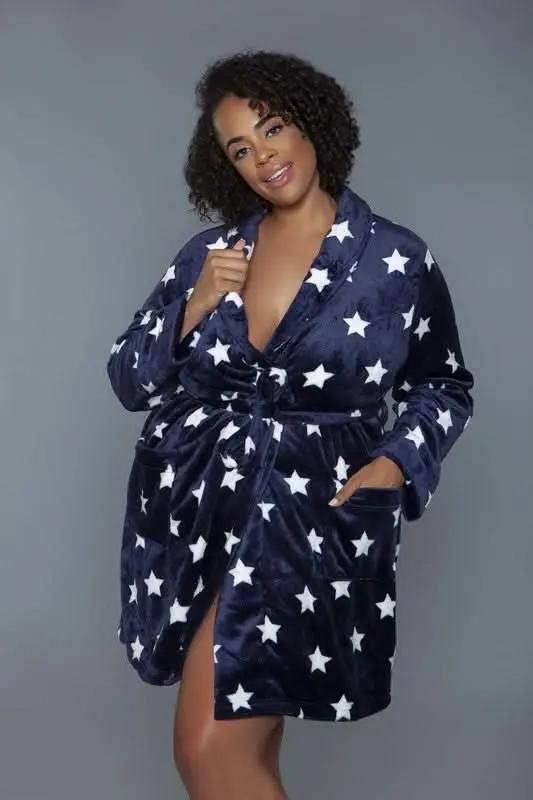 T-Shirts Premium BE WICKED Kaylee Robe - Star Print, Navy/White, Size L/XL