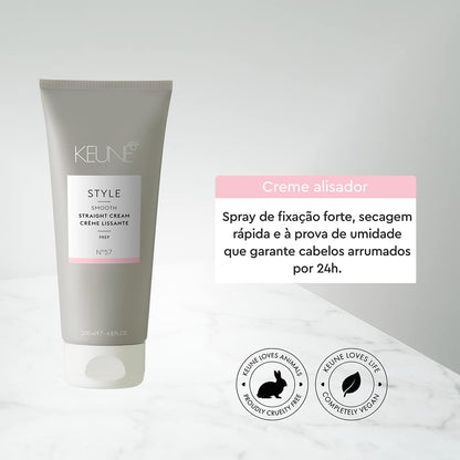 Keune Style Straight Cream, Heat-Activated & Anti-Frizz Cream for Smooth Hair, 6.8 Fl Oz