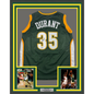 Framed Autographed/Signed Kevin Durant 35x39 Seattle Green Basketball Jersey Beckett BAS COA