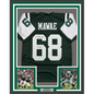 Framed Autographed/Signed Kevin Mawae 35x39 HOF 2019 New York Green Football Jersey Beckett BAS COA