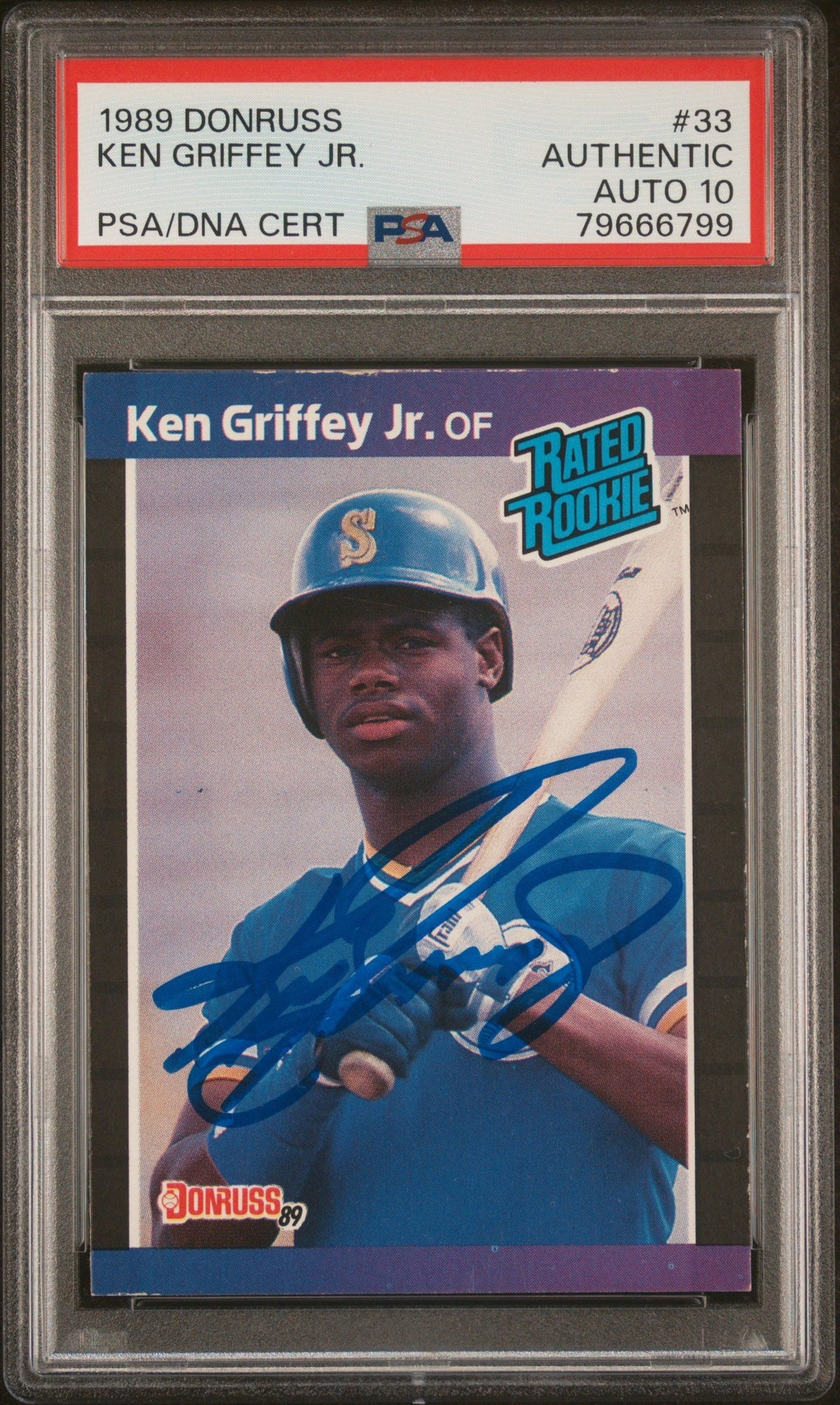 Graded 1989 Donruss Ken Griffey Jr. #33 Rookie RC Baseball Card PSA 10 Auto Grade Gem Mint