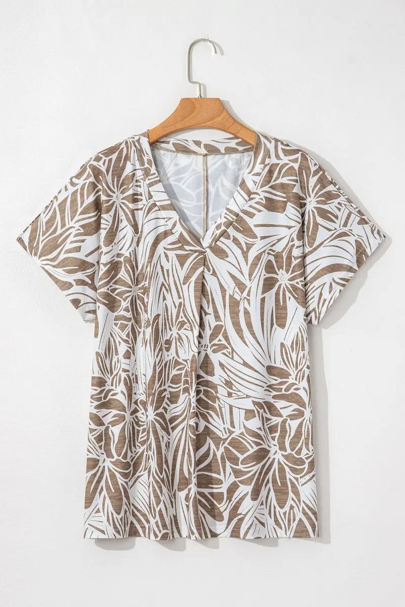 Accessories Love Salve Floral V-Neck Women's Casual Blouse: Summer Style, Loose Fit