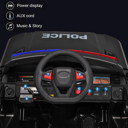 Kid Ride on Police Car with Parental Remote Control - 12V Battery Powered Electric Truck