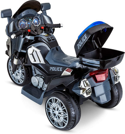 Kid Trax Police Rescue Motorcycle 6V Battery-Powered Ride-On Toy in Black