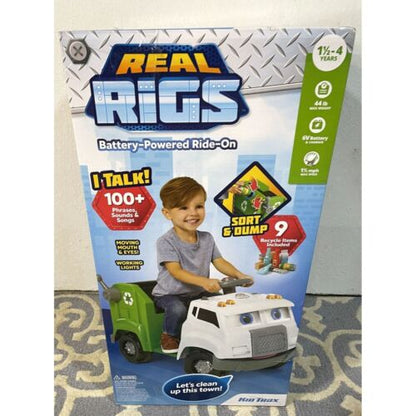 Kid Trax Real Rigs 6V Garbage Recycling Truck Ride-On in Green/White