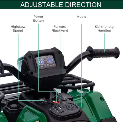 Electric 4-Wheeler ATV Quad for Kids with LED Lights, AUX Port, and USB