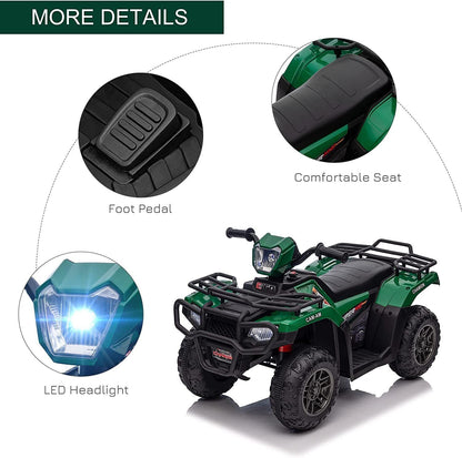 Kids 12V ATV with AUX & USB, Music & LED Lights - Battery-Powered 4 Wheeler