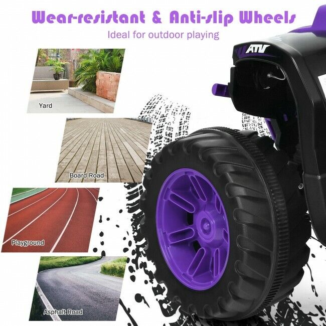 Kids 4-Wheeler ATV Quad Ride On Car with LED Light & Music - Purple