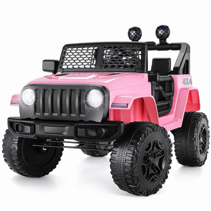 Kids Electric Jeep Truck with Remote Control, 3 Speeds, LED Lights, and MP3 Player - 24V/12V