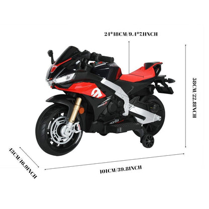 Kid's Electric Motorcycle with LED Lights and Bluetooth - 12V Ride-On Motorbike
