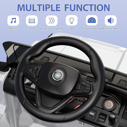Kids Electric Ride On Jeep Toy Car with Remote Control and Music - 12V, 3 Speeds, White