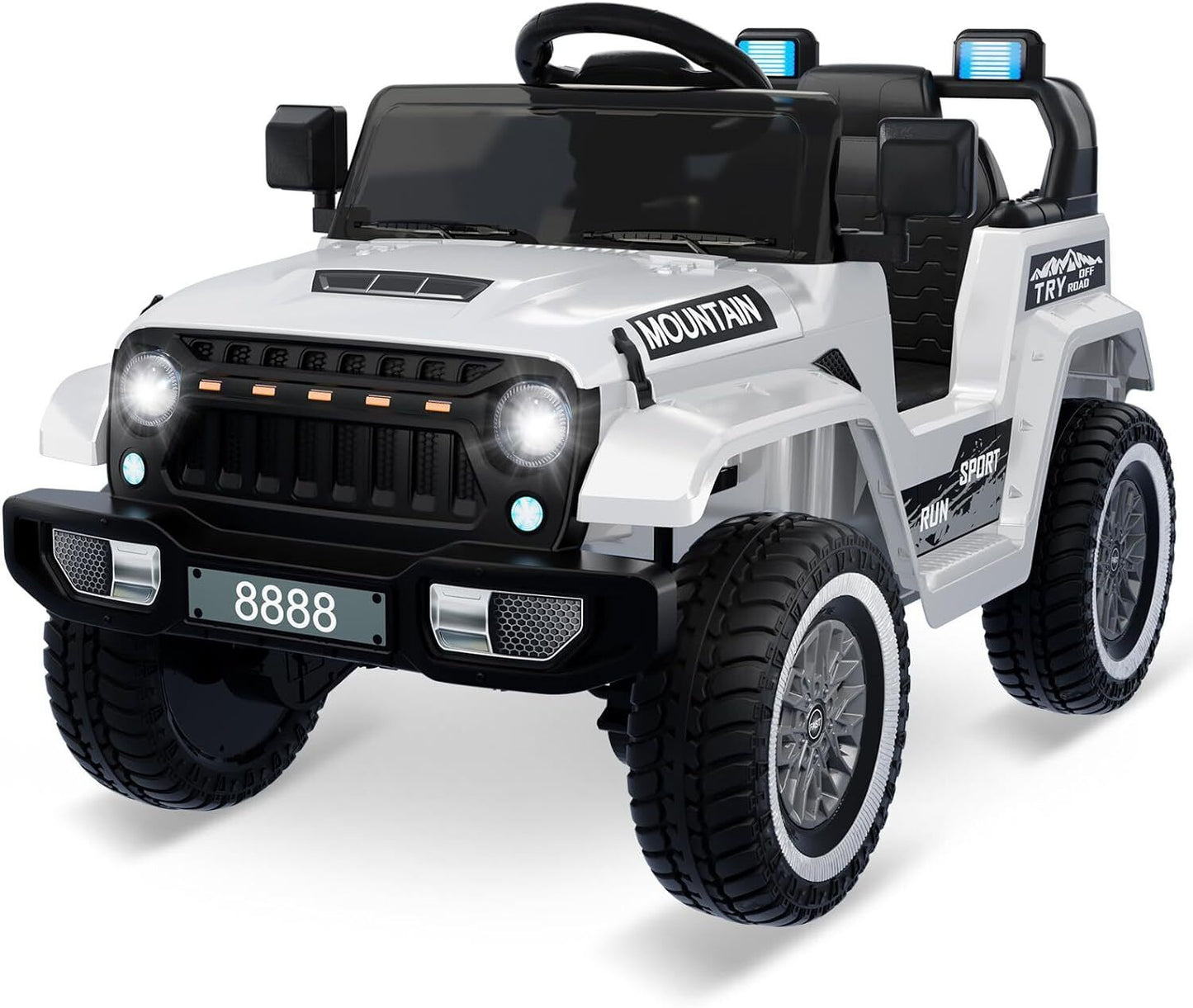 12V Electric Ride On Jeep Truck for Kids with Remote Control and Music - 3 Speed Options