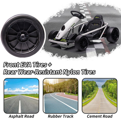 Kid's Go Kart with Wide Seat, Durable Tires, and Powerful Motors - Maximum Load 300lbs