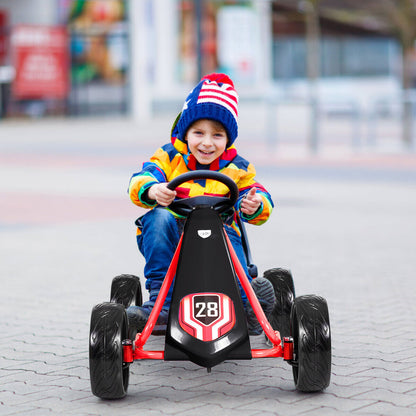 Kids' Pedal Car Go Kart - Adjustable Seat, 4 Wheels, Black