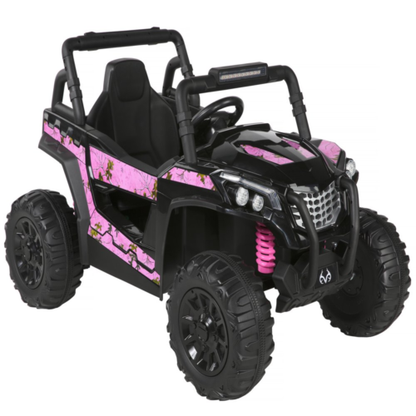 Kids' Pink Camouflage UTV Ride-On Truck with 12V Power and Single Seater Design
