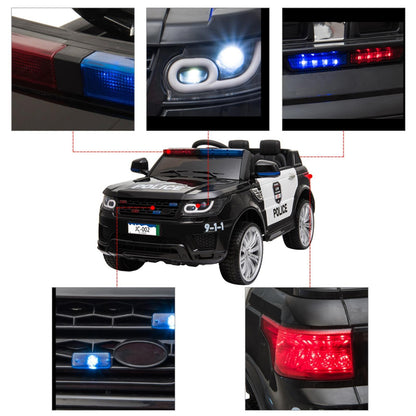 Kids Police SUV Ride-On Car with Lights, Music, and Remote Control - 3 Speed Options