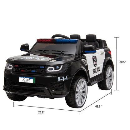 Kids Police SUV Ride-On Car with Lights, Music, Sirens, and Parental Control - 12V