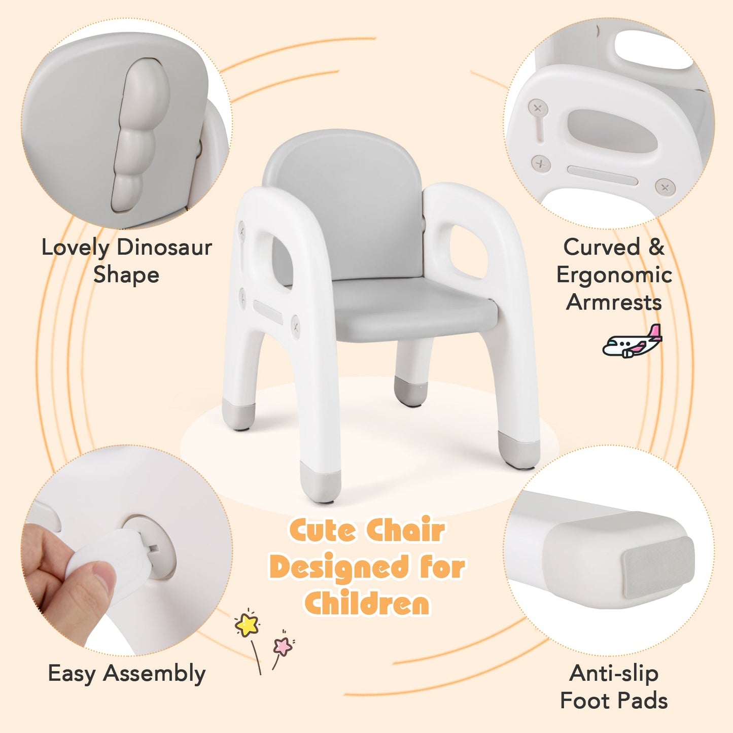 Kids Activity Table and Chair Set with Montessori Toys for Preschool and Kindergarten-Gray