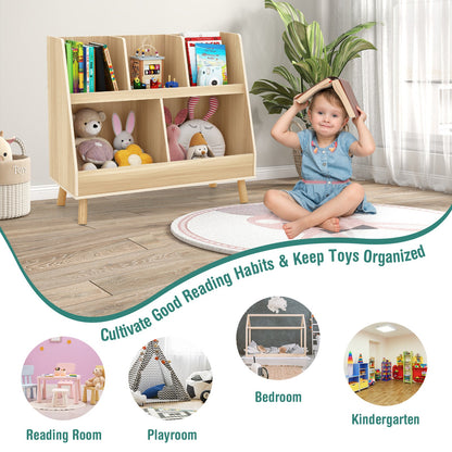 5-Cube Kids Bookshelf and Toy Organizer with Anti-Tipping Kits-Oak