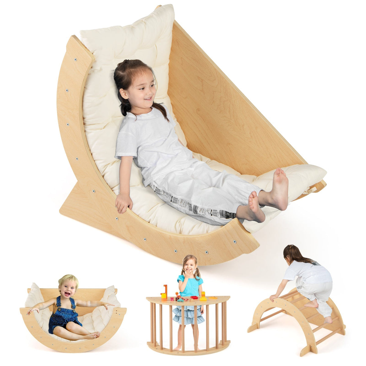 Kids Climbing Arch with Cushion Montessori Arch Climber/Rocker for Toddlers