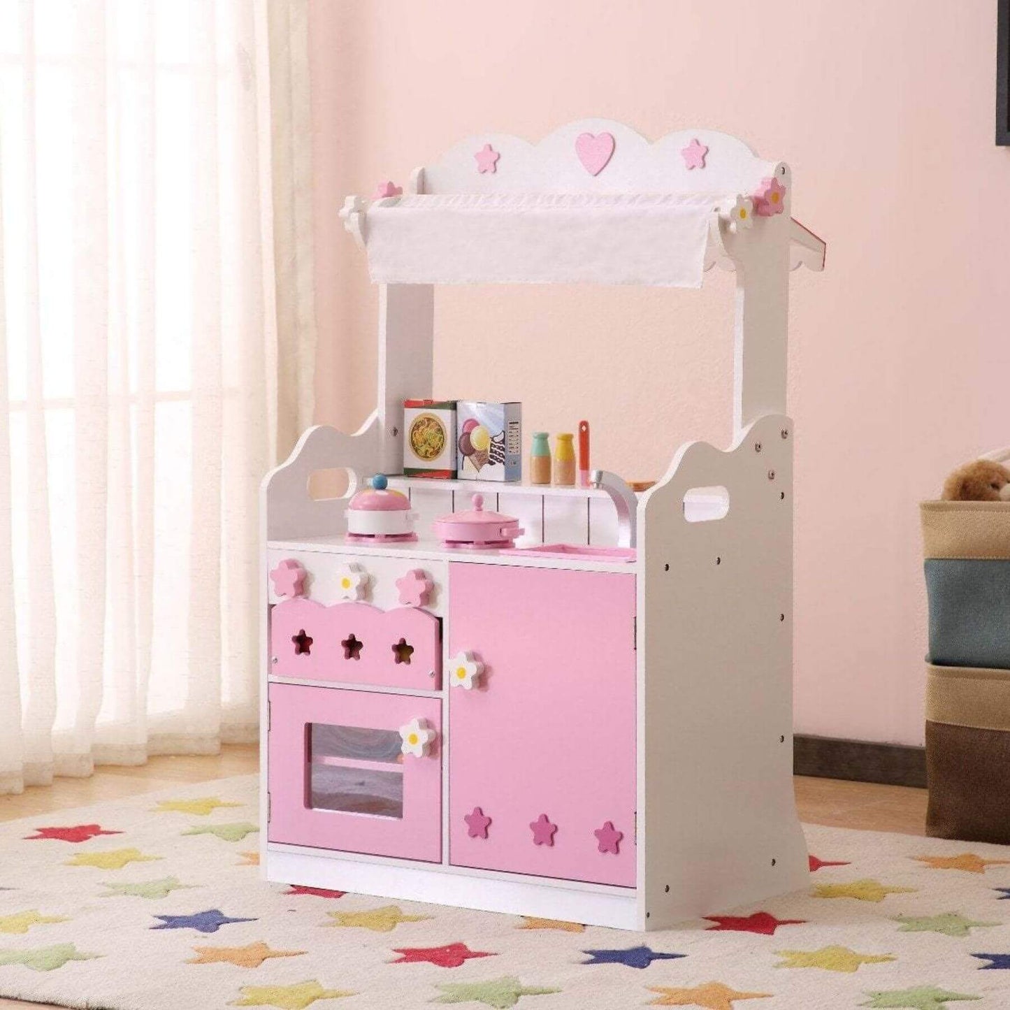 Kids Funnel 2 In 1 Pink Pretend Kitchen and Market Stall