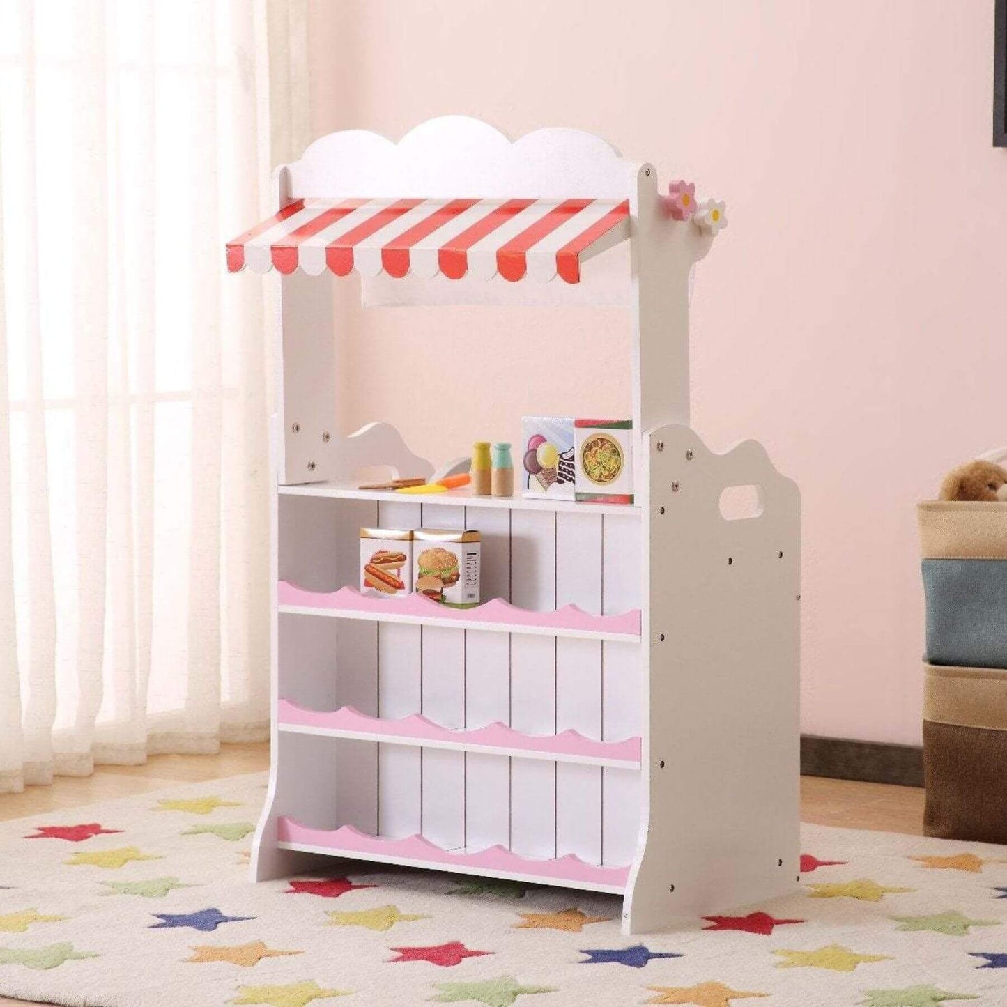 Kids Funnel 2 In 1 Pink Pretend Kitchen and Market Stall