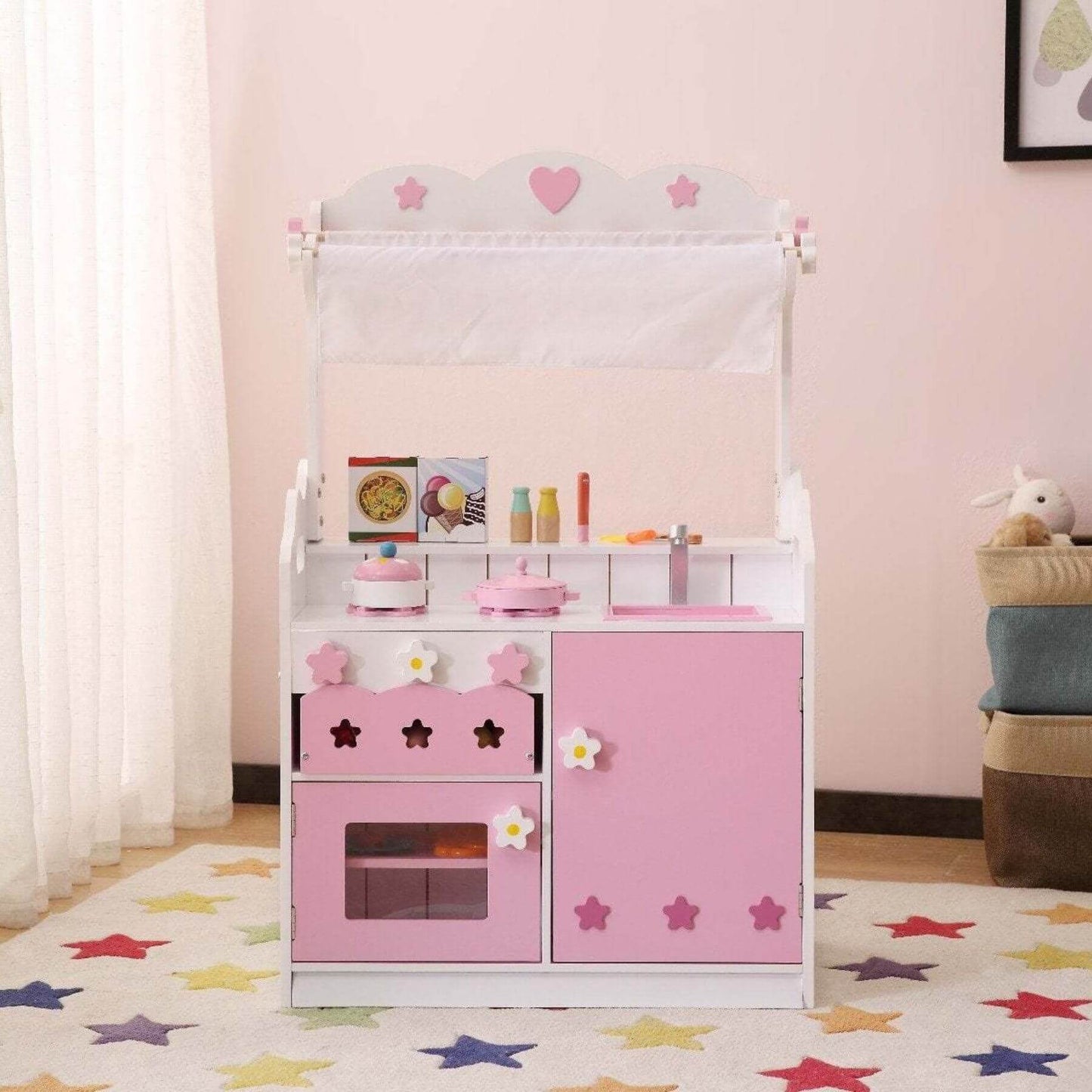 Kids Funnel 2 In 1 Pink Pretend Kitchen and Market Stall