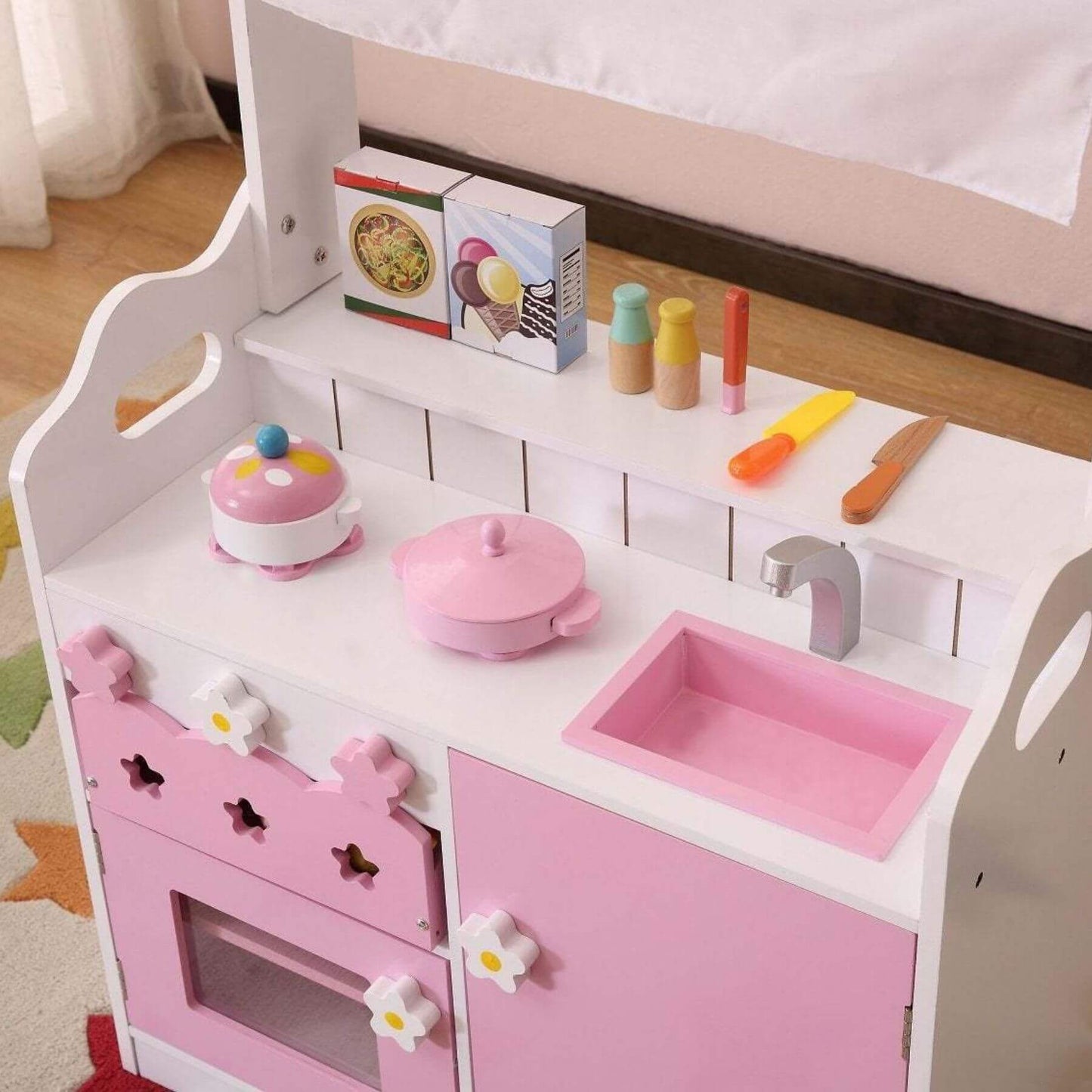 Kids Funnel 2 In 1 Pink Pretend Kitchen and Market Stall