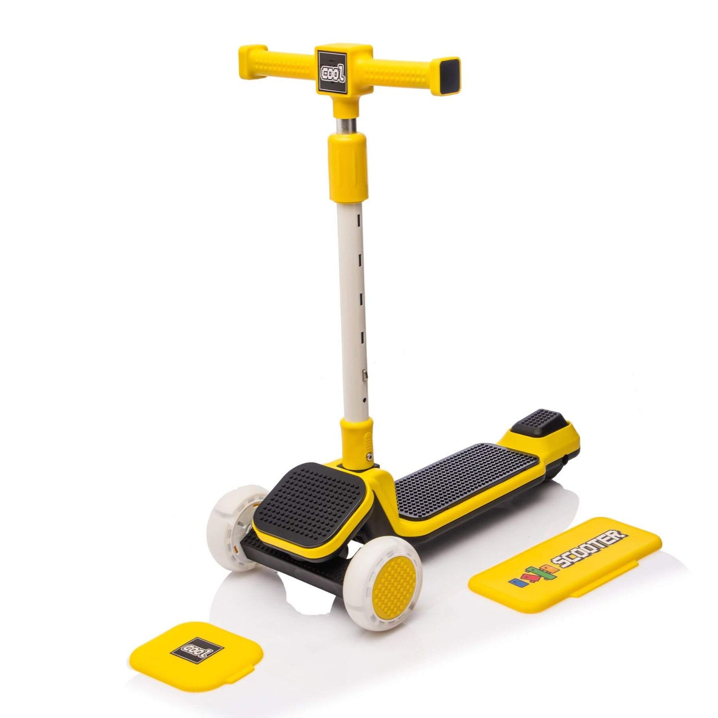 HIFINE Kids Ride On 3-Wheel Scooter W/Buildable Blocks, Aged 3-9, Yellow