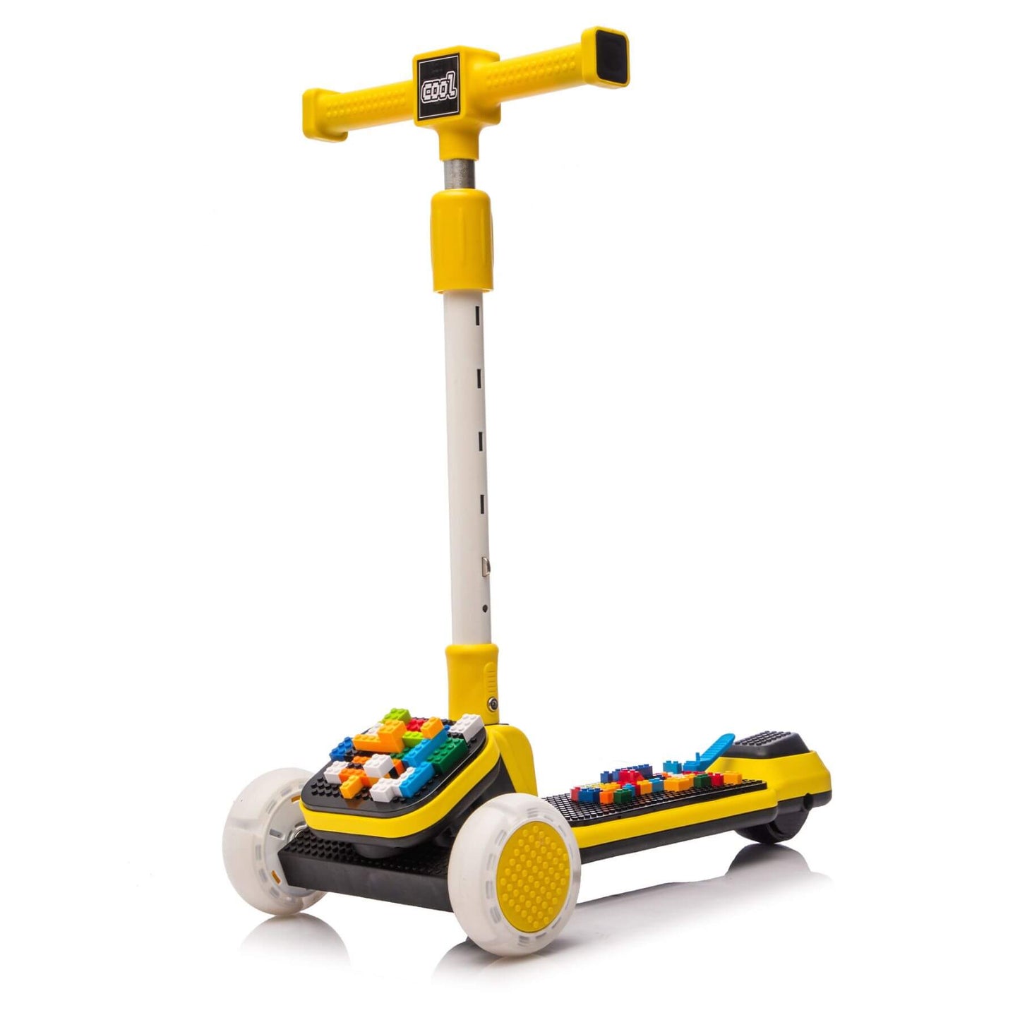 HIFINE Kids Ride On 3-Wheel Scooter W/Buildable Blocks, Aged 3-9, Yellow