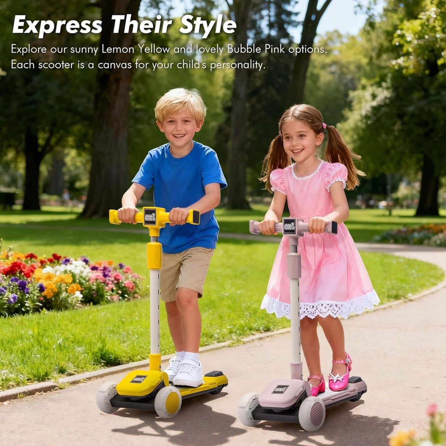 HIFINE Kids Ride On 3-Wheel Scooter W/Buildable Blocks, Aged 3-9, Yellow