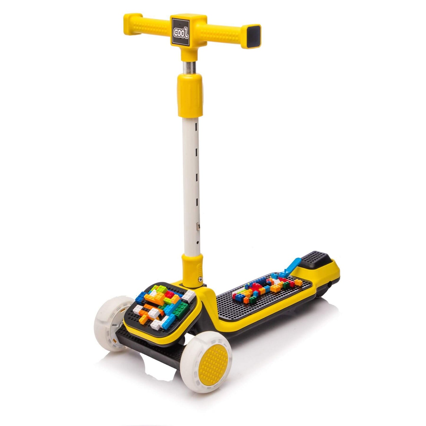 HIFINE Kids Ride On 3-Wheel Scooter W/Buildable Blocks, Aged 3-9, Yellow