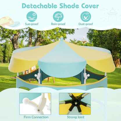 64 Inch Kids Trampoline with Detachable Canopy and Safety Enclosure Net-Yellow