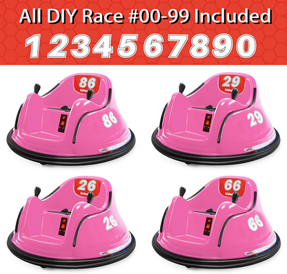 Kidzone DIY 6V Electric Bumper Car with Remote Control - Numbered from 00 to 99 for Kids