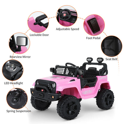 Kimbosmart 12V Kids Ride On Truck Car with Remote Control and 3 Speeds - Perfect Gift for Little Drivers