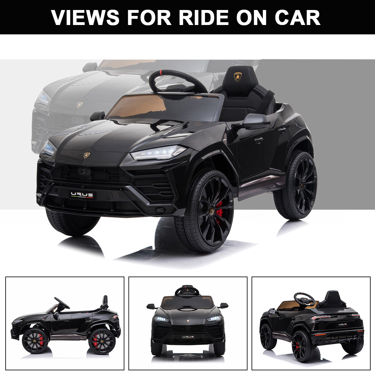 Kimbosmart 12V Licensed Lamborghini Ride On Car with 2 Speeds and Parental Control