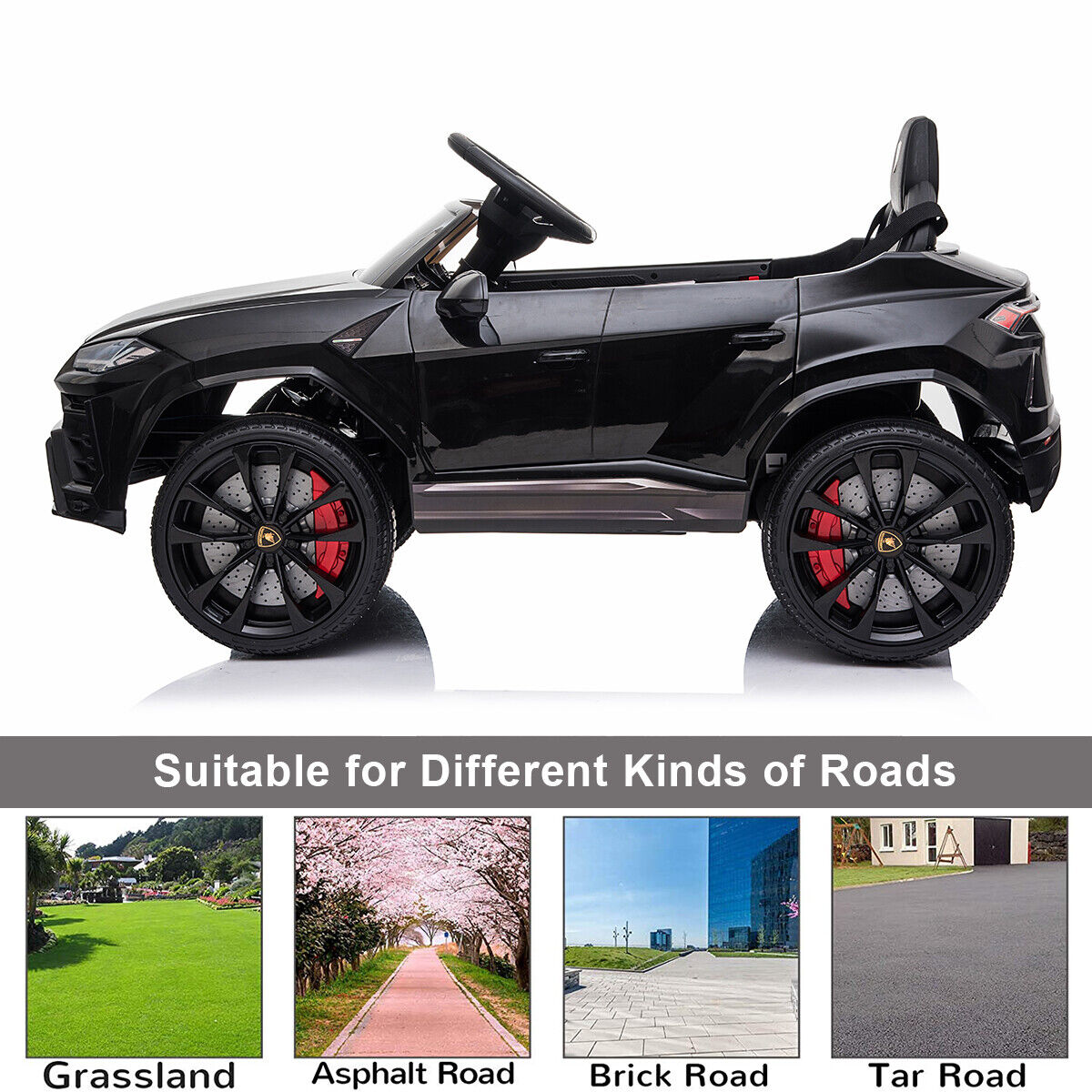 Kimbosmart 12V Licensed Lamborghini Ride On Car with 2 Speeds and Parental Control